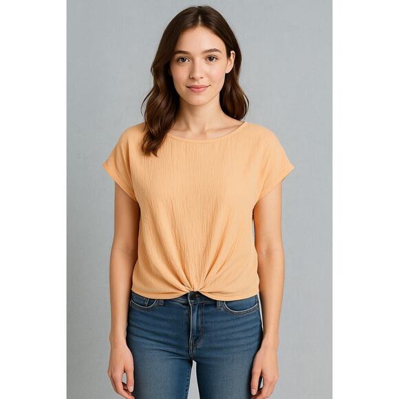 Six Fifty Tops - NWT crinkle front tie cute size S yellow summer career casual NEW relaxed fit